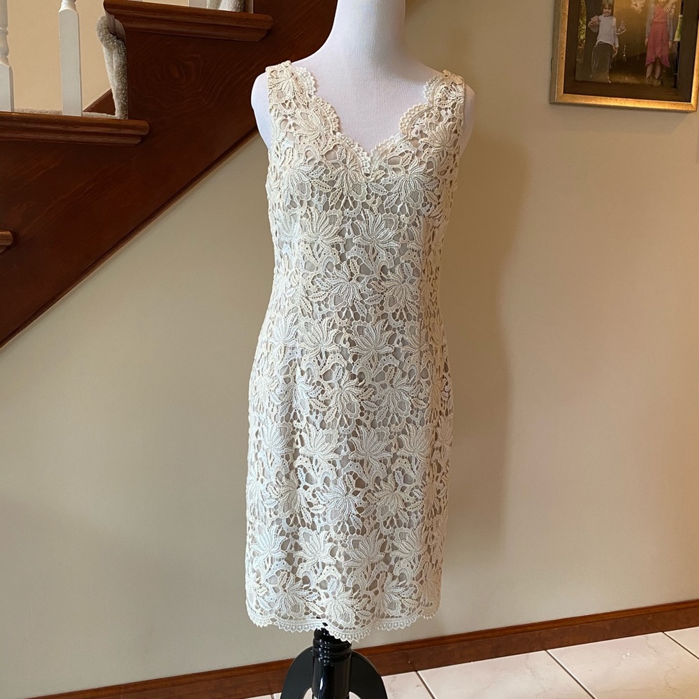 Ann Taylor Petite Lace Dress Lined Size 8